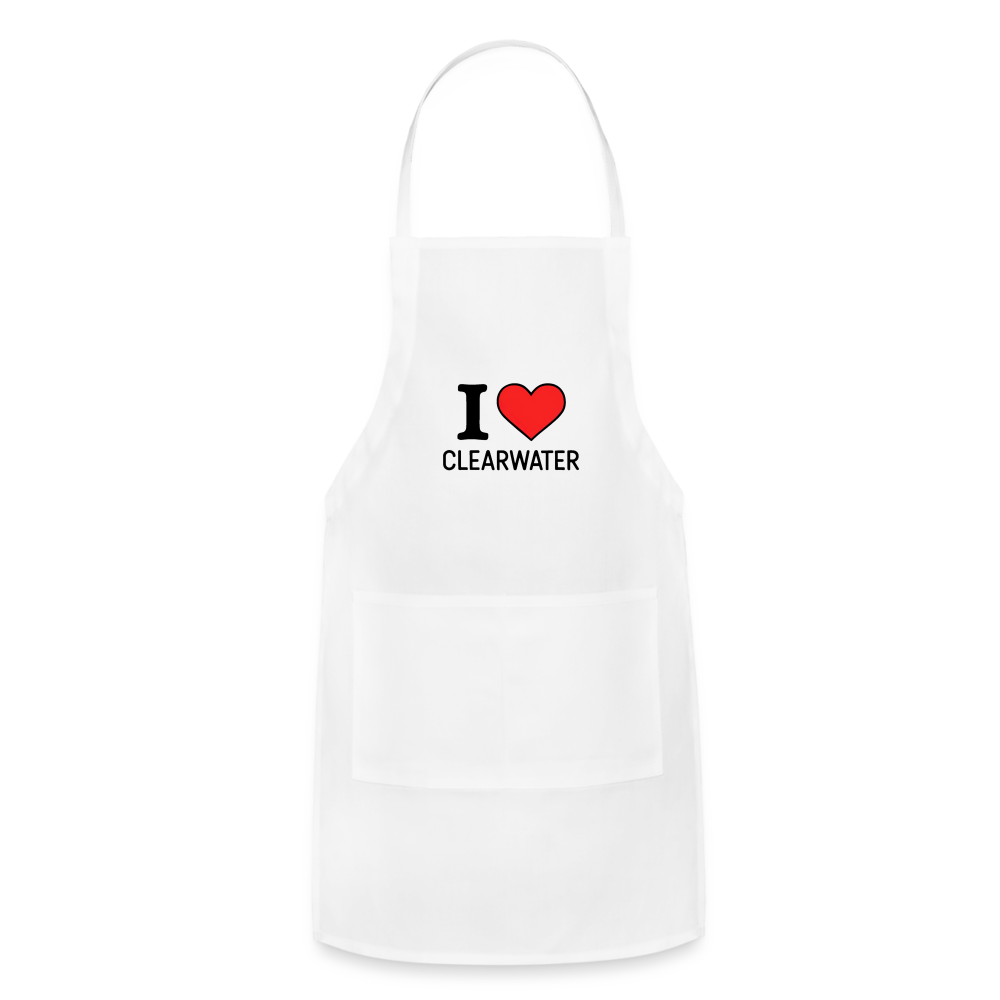 Adjustable Apron I Heart Clearwater - white